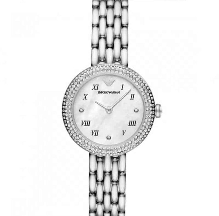 Emporio Armani Rosa Quartz White Dial Silver Steel Strap Watch For Women - AR11354 - Image 12